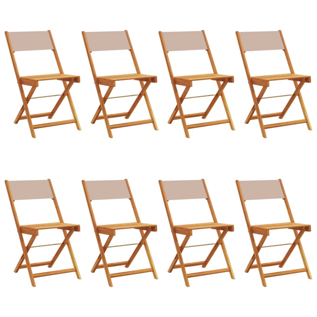 Vidaxl Folding Garden Chairs, 8 Pcs, Taupe Fabric And Wood