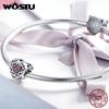 WOSTU European Love 925 Sterling Silver Heart Charms CZ Bead Fit Original Bracelet Pendant Charm Silver 925 Jewelry Gift CQC1109