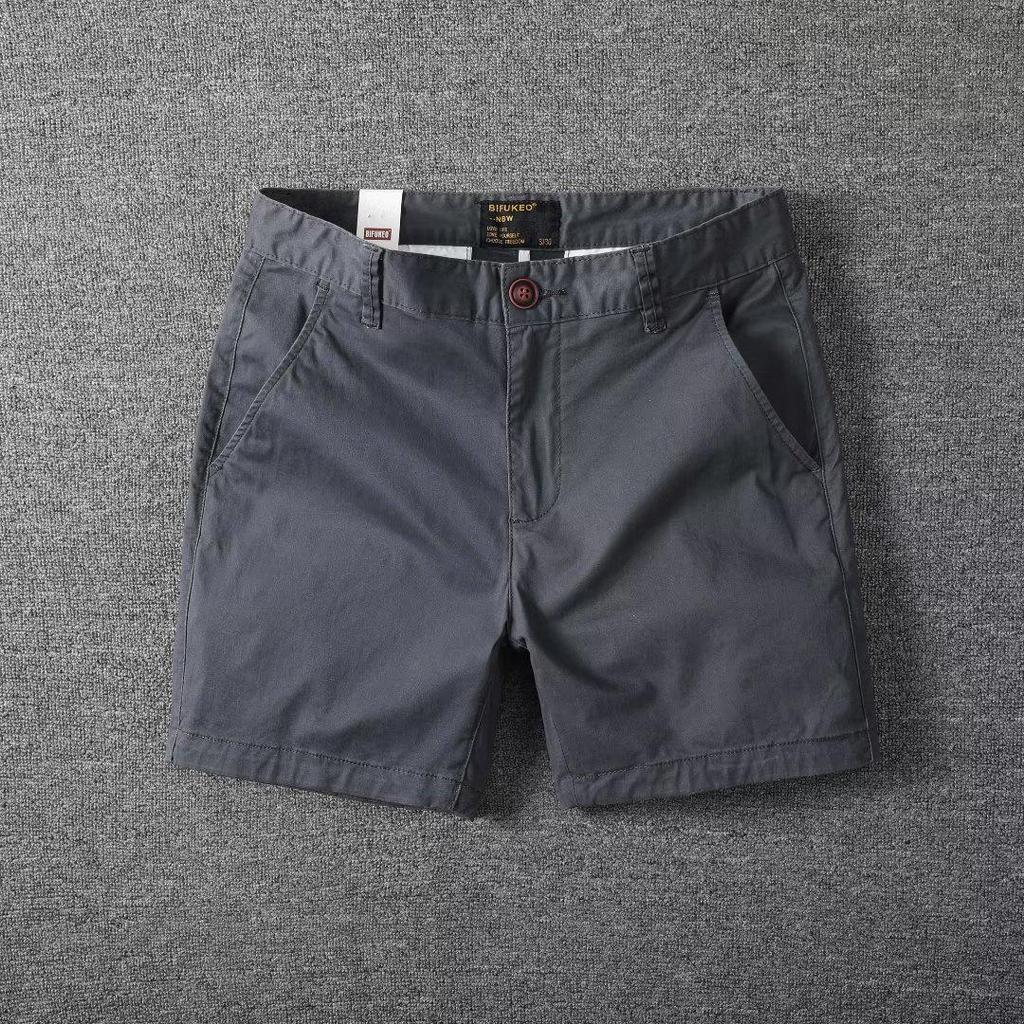 Men's Casual Slim Fit Three-Quarter Beach Shorts - Trendy Summer Workwear Style, Slightly Elastic