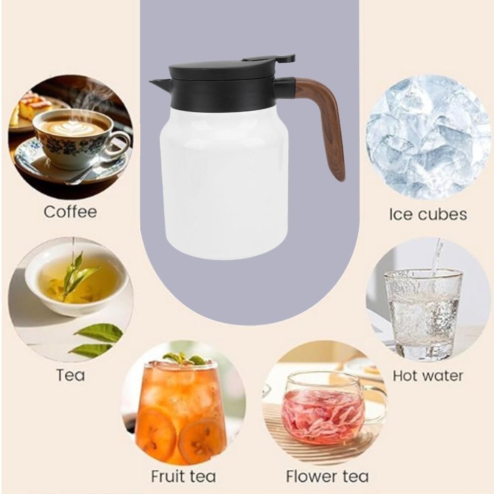 1000ml Capacity Vacuum Insulated Tea Pot Built-in Filter Thermal Beverage Pitcher Office Use