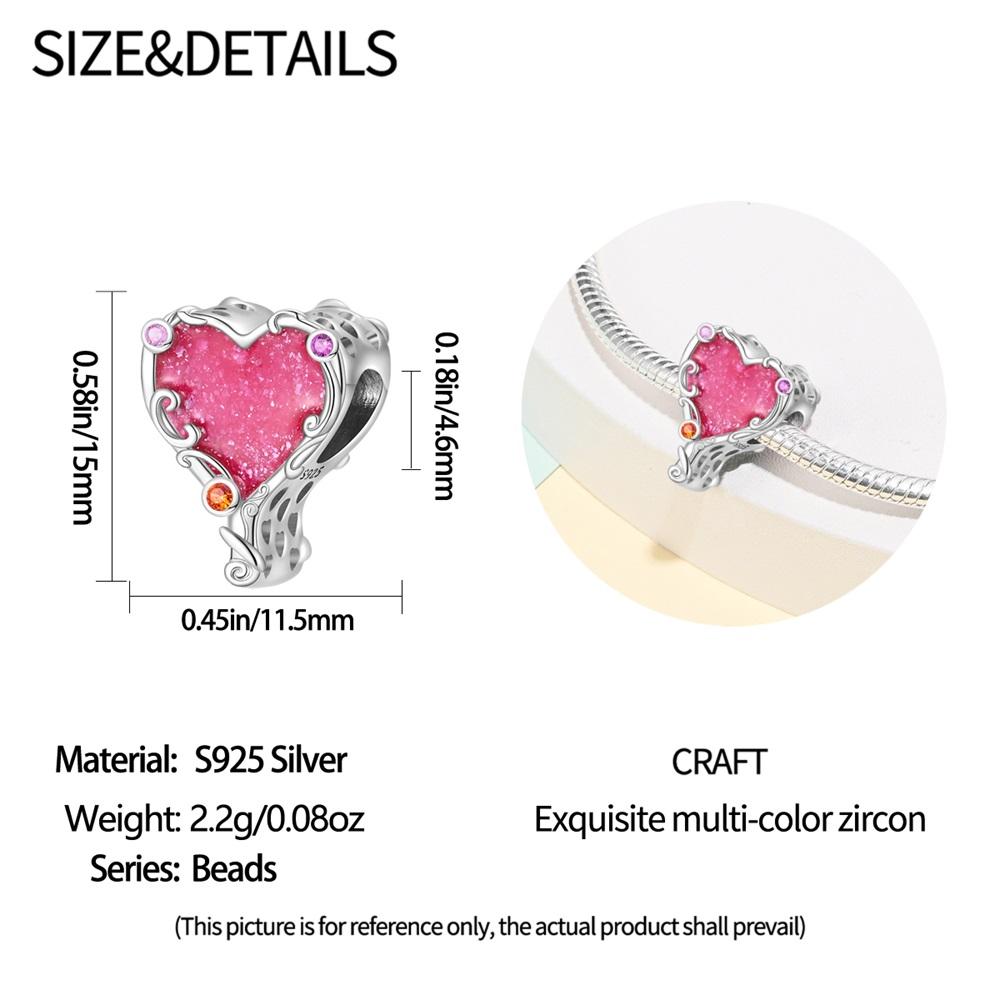 Charms Copperpink Heart Pendant Beads Fit Charms Plataoriginal Bracelet Beads Women Jewellery Making