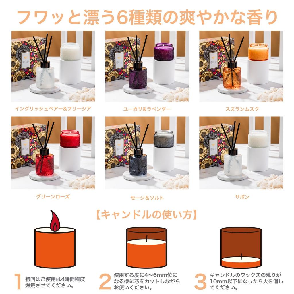 CLEAN HOUSE Aromatherapy Candle and Reed Diffuser Gift Set with Sticks and Gift Bag Pear (English & Freesia)