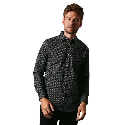 Camicia a maniche lunghe con motivo micro floreale da uomo Maine S nero