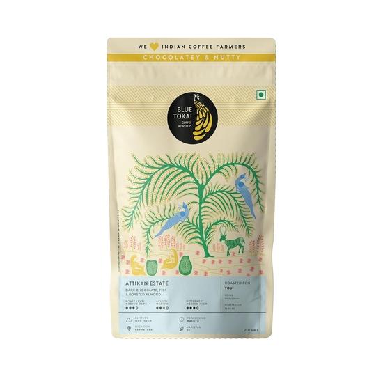 Blue Tokai Coffee Roasters Attikan Estate - Medium Dark Roast | Whole Beans 150g | Single Origin Whole Coffee | 100% Arabica Beans 150GM