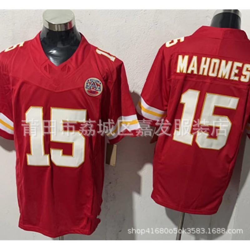 Mens Kansas City Chiefs NFL Football Jersey Patrick Mahomes 15 Travis Kelce 87 Authentic Style Cotton Team Sport Shirt