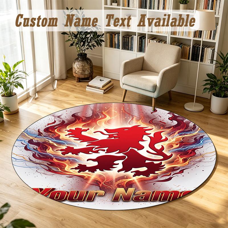 Round Rug Custom NameMiddlesbrough FC Pattern Non Slip Carpet Home Floor Decor