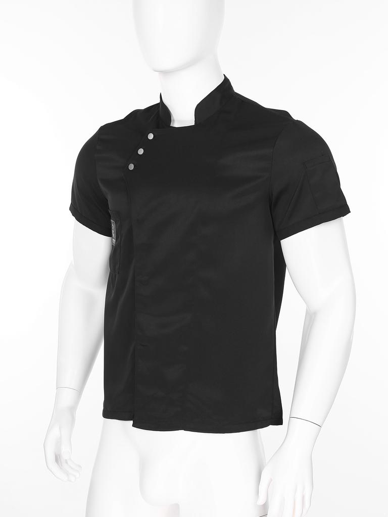 Unisex Stand Collar Chef Jacket for Restaurant Kitchen Uniforms Bakery Staff Durable Work Attire