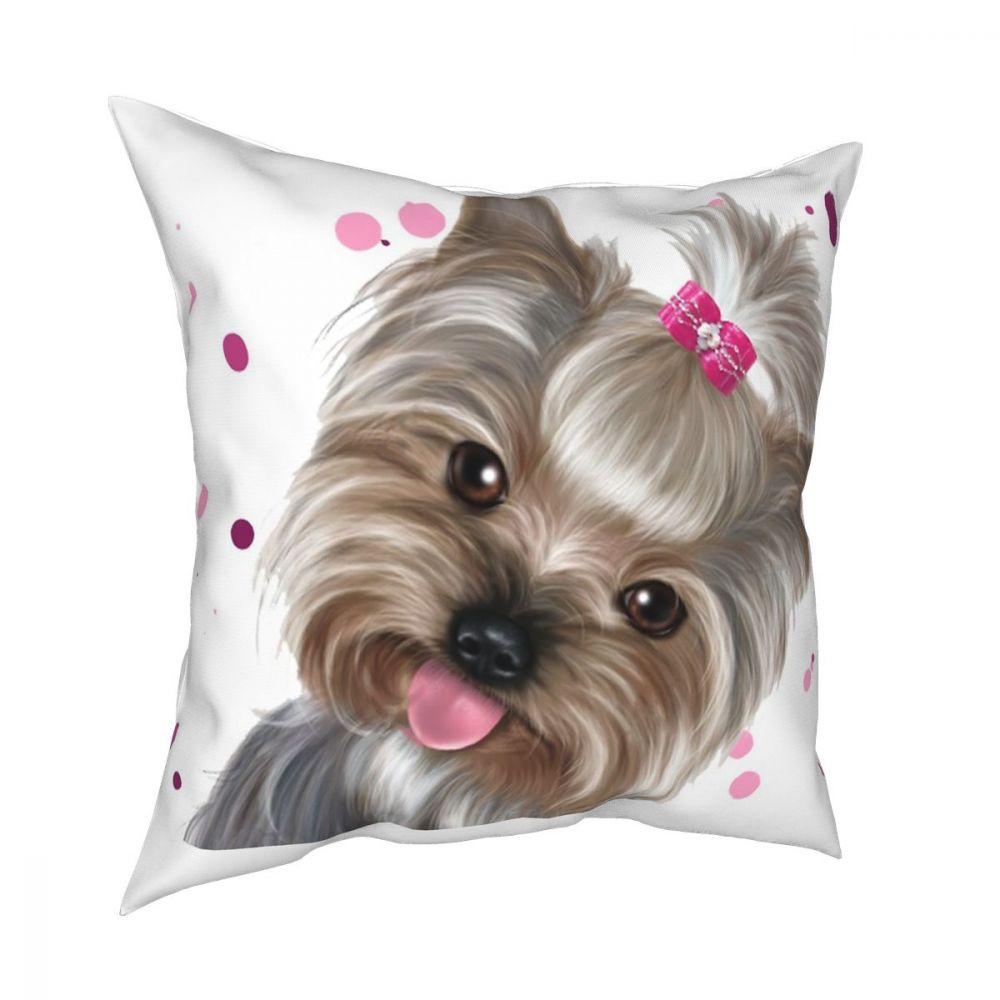 Cute Yorkie Throw Pillow Cover Polyester Throw Pillow Terrier Yorkshire