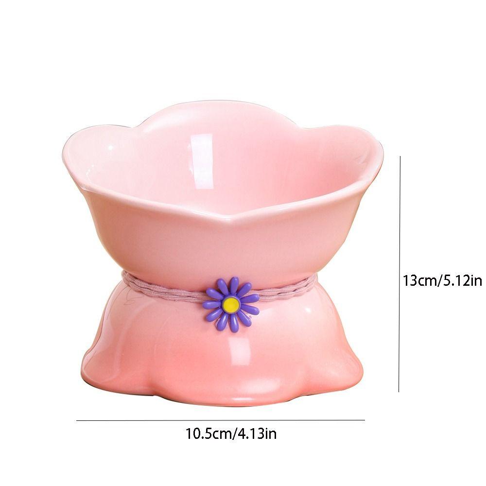 Flower Shape Pet High Foot Bowl Gradient Color Pet Drinking Feeder Multi-use Cat Bowl Kitten Puppy