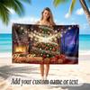 Christmas Theme Quick Dry Beach Towel Custom Name Text Print Large Sand Resistant Towel Beach Vacation