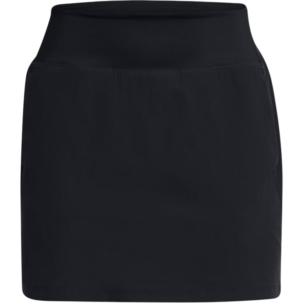 Under Armour UA Drive Solid Fustă-pantaloni midi cu talie medie, mulată, Fuste-pantaloni pentru femei, Negru 1383162-001