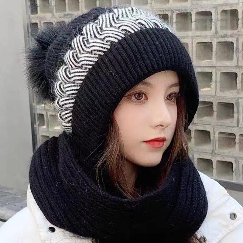 The New Hat Scarf Is Integrated And Thickened The Warm And Warm Winter Ears