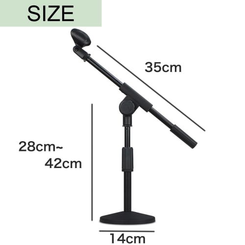 Asdays Desktop Microphone Stand, Straight Microphone Arm for Condenser Microphones, Adjustable Height and Angle, Black