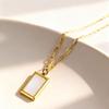 18K Gold-Plated Stainless Steel Necklace with White Mother-of-Pearl Square Pendant | French INS Style Fashion Jewelry