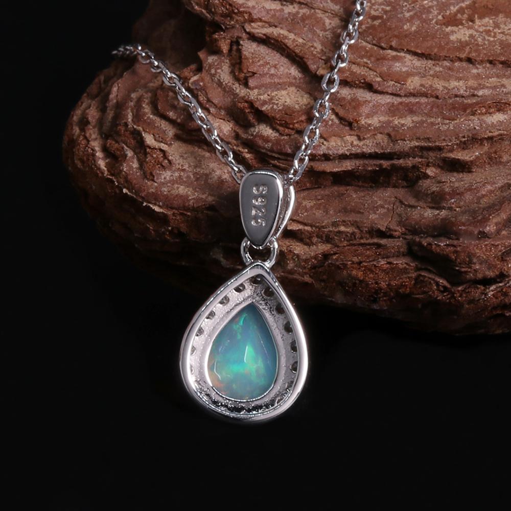 Real S925 silver with natural ethiopia opal gemstones fine jewelry pear shape classic design for women daily wear nice gift