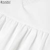 ZANZEA Women Lace Crochet V-Neck Loose Casual 3/4 Sleeve Blouse
