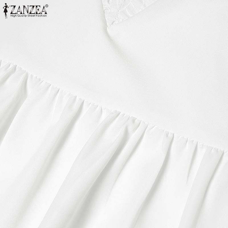 ZANZEA Women Lace Crochet V-Neck Loose Casual 3/4 Sleeve Blouse