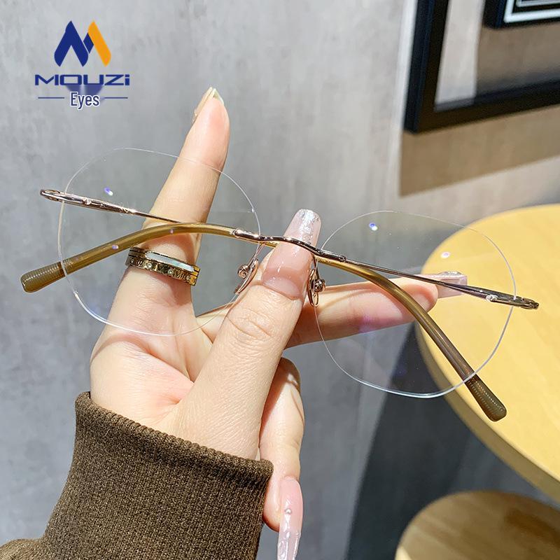 Stylish Rimless Pure Titanium Eyeglass Frames: Unisex Anti-Blue Light Slim Frames