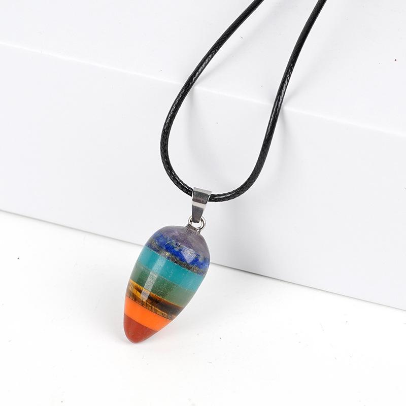 1pc Natural Healing Crystal Chakra Moon Stone Pendant Necklace For Women Amethyst Quartz Pentagram Necklace Women Jewelry