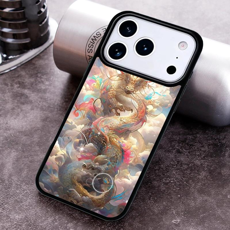 Exquisite Chinese Dragon Flying Pattern Phone Case for iPhone 17 16 15 Pro Max Air 14 13 12 11 Plus Shockproof Cover