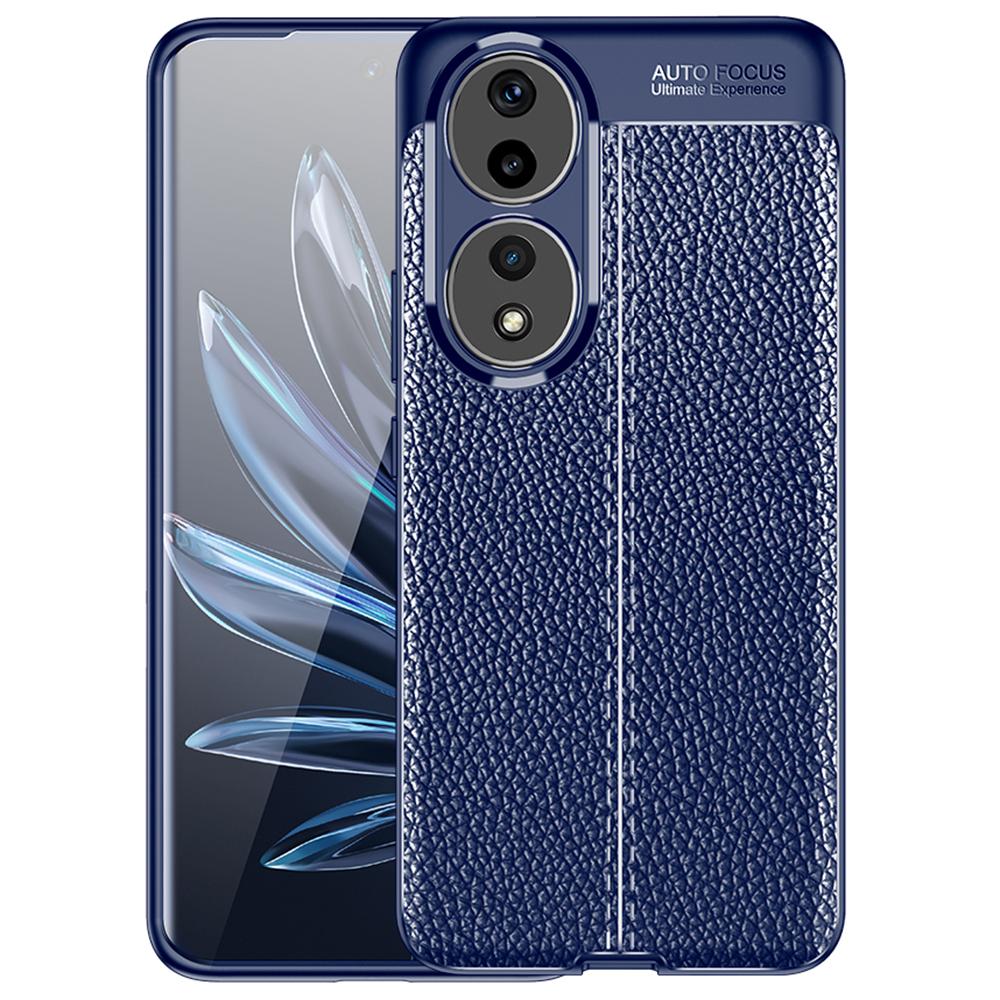 

For Honor 90 Litchi Texture Smartphone Cover Anti-Scratch Soft TPU Cell Phone Case Shell Blue