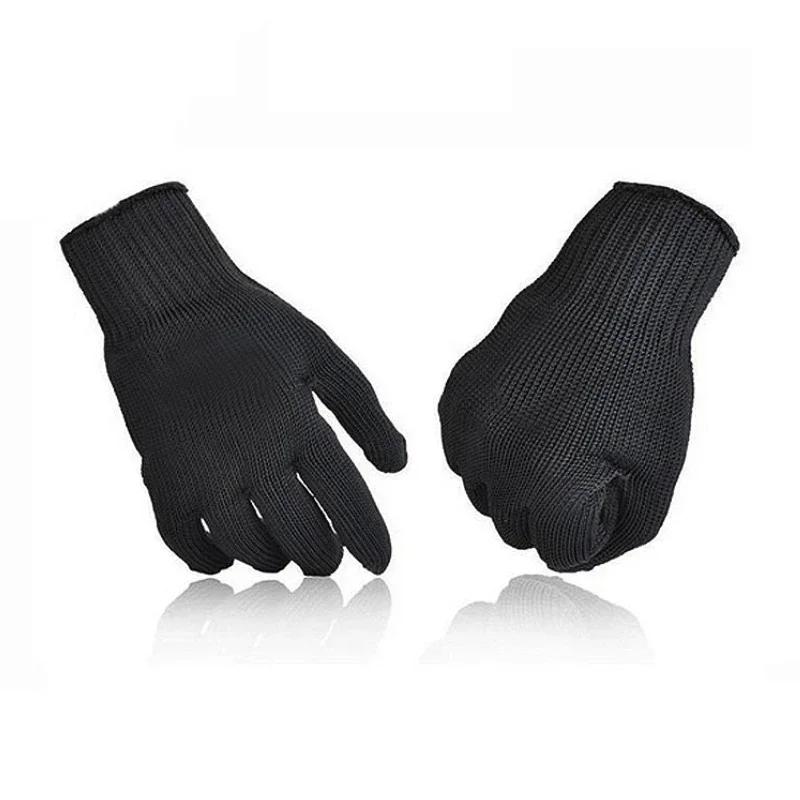 2pcs Black Anti Cutting Gloves Wear Resistant Work Gloves Security Protection Self Defense Gloves Steel Wire Metal Mesh Gloves