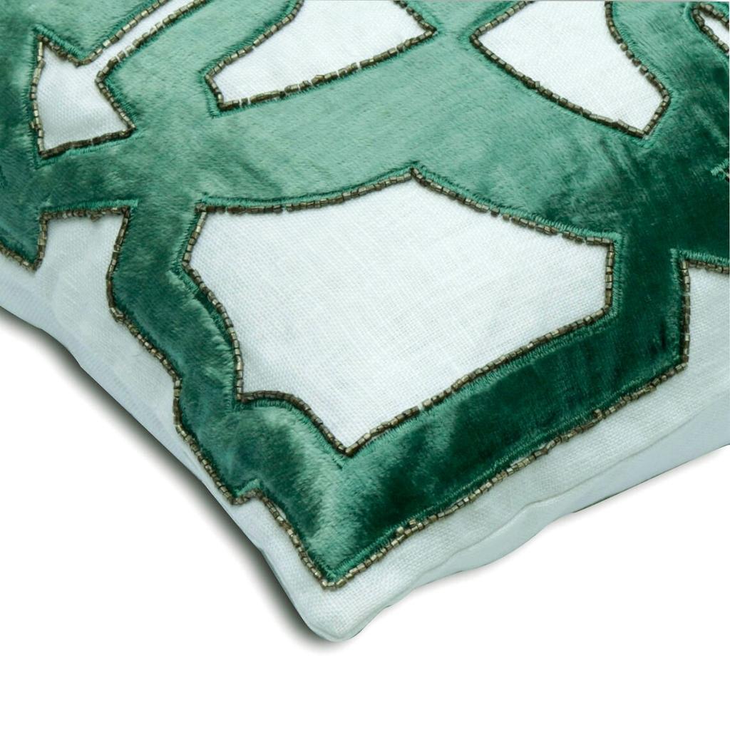 The HomeCentric Euro Pillow Teal Blue Throw Pillow Covers Velvet & Linen Greek Applique Throw Pillows For Couch Abstract Modern Style Easter - Rhea