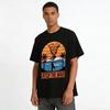 Vintage Volcano Surf Print Tee Outdoor Beach Vacation Top Pure cotton T-shirt