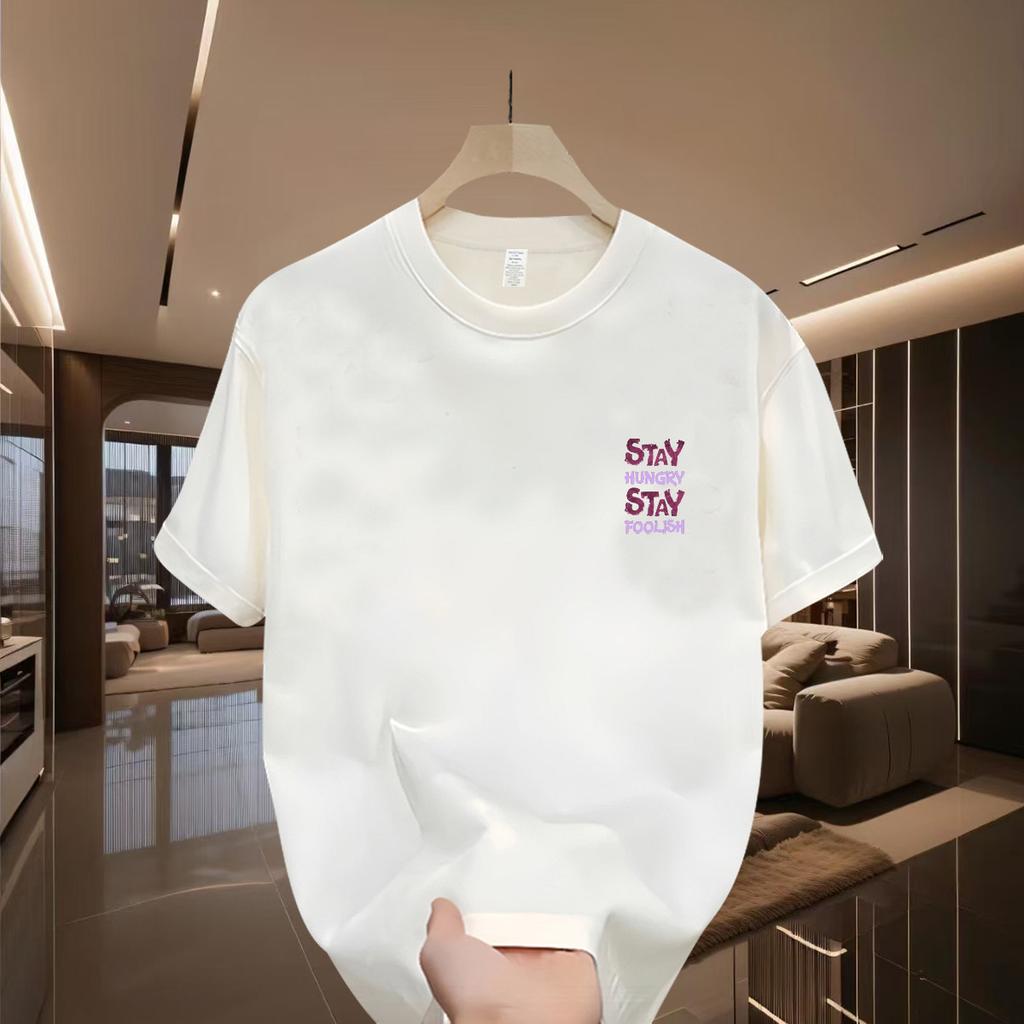 Cross-Border Exclusive Supply Of Good Goods 100% Cotton Short-Sleeved T-Shirt Men'S Half-Sleeved Trendy Loose White Versatile Clothes