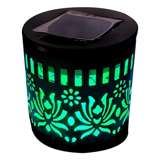 Solar Lights Outdoor Decorative Solar Powered Garden Lights with Intelligent Sensor Waterproof Metal Hollow Pattern Deck Step Wall Lights