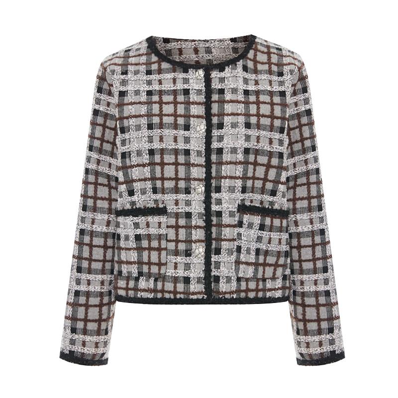 TVIEW Line Check Tweed Jacket_V6C-Cjk003