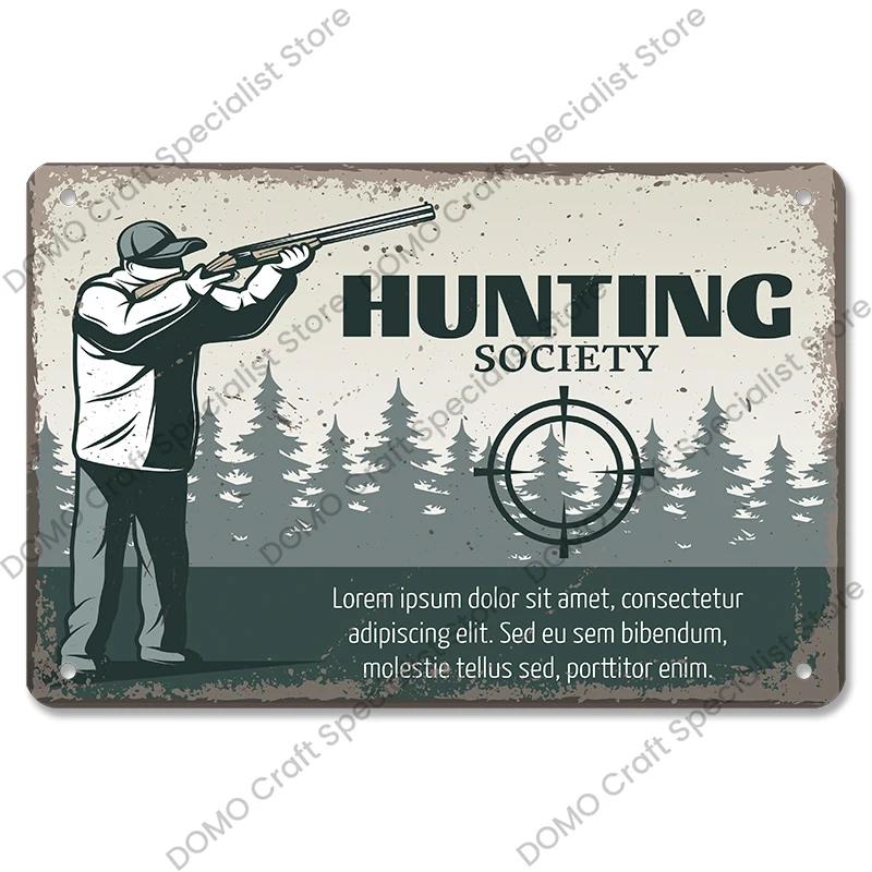 Vintage Hunting Plaque Metal Tin Signs Hunter Deer Hunt Safari Adventure Retro Metal Plate Wall Decor Hunting Club Shop Man Cave