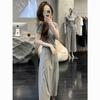 Korean Minimalist Fashion Suit Women's Solid Color Shoulder Round Neck Thin Short-sleeved T-shirt + Wide-leg Pants Pants Two-piece Set
