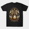 Men Black Print T-shirt Stratocaster, Fender, Electric Guitar No-Cut Transfer Paper Print Cotton Tshirt