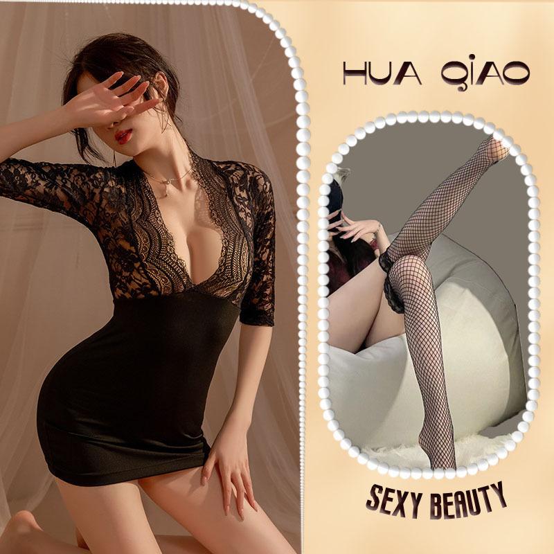 Erotic lingerie sexy lace suit hip covering uniform seduction see-through passion pajamas one