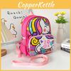 Canvas Kids School Backpack With Car And Unicorn Prints For Boys And Girls