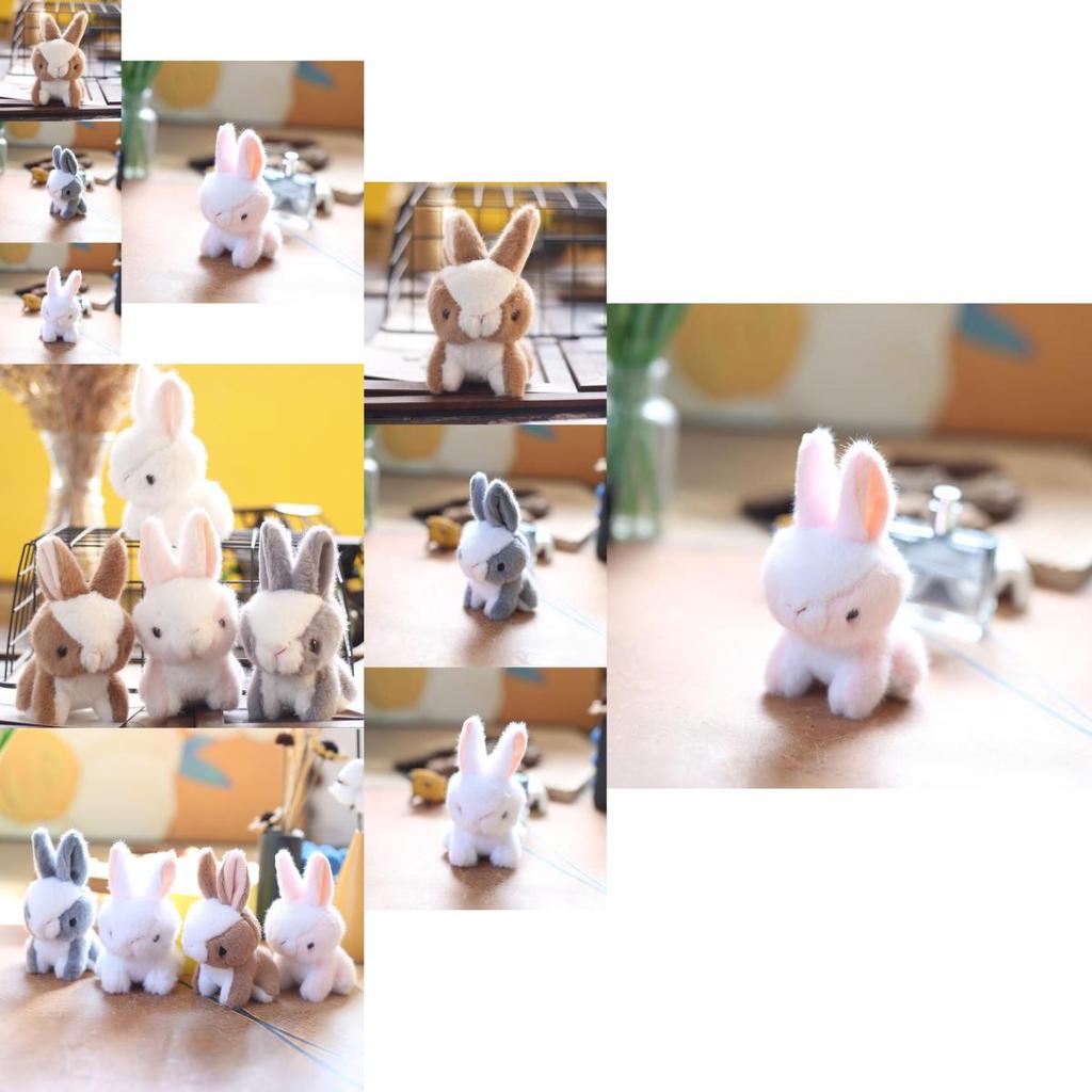 Cute Fluffy Rabbit Plush Toy Small Cartoon Bunny Doll Keyring Accessory