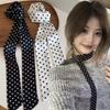 French Style High-End Black Polka Dot Scarf Women's Simple Black White Dot Long Scarf Fashion Ribbon Headband Choker Waist Belt