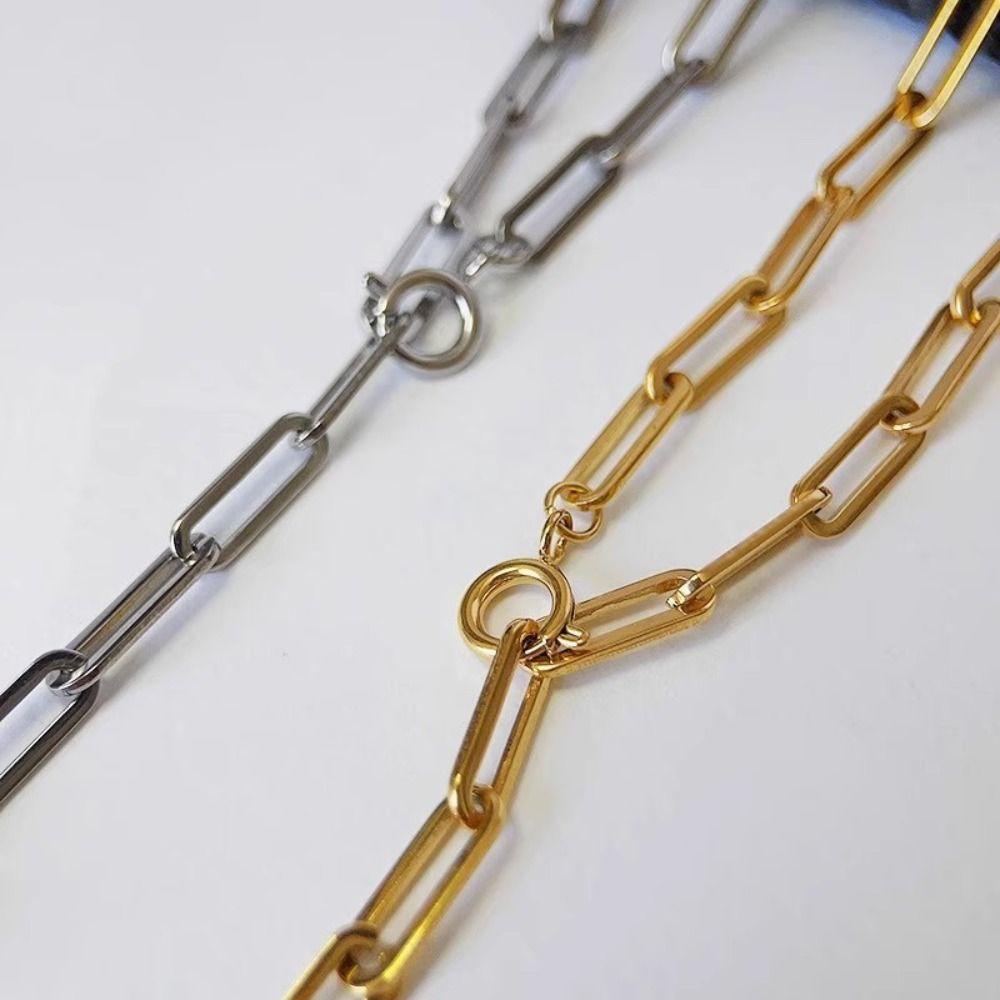 Adjustable Metal Choker Necklace Gold Clavicle Chain Necklace Paperclip Necklace  Girl Gift