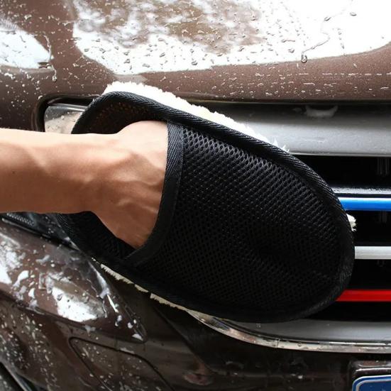2Pcs Soft Wool Car Wash Gloves Water Absorption Car Wiping Gloves Lint-free Car Wiping Cloth for Home Auto Cleaning