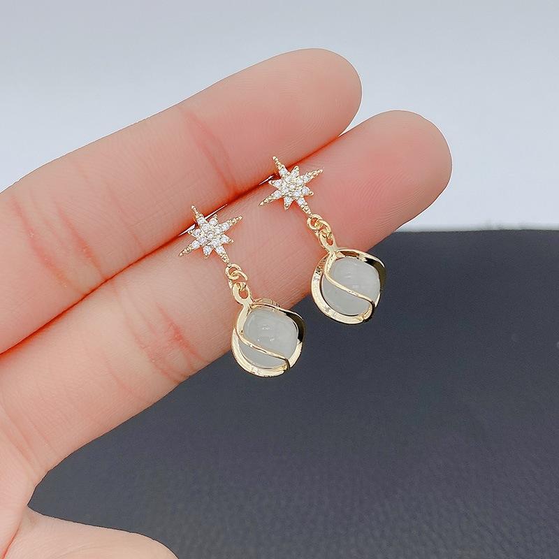 Ball Dangle Earrings Elegant Crystal Star Drop Earrings for Women Girls Wedding Party Festival Gift Jewelry