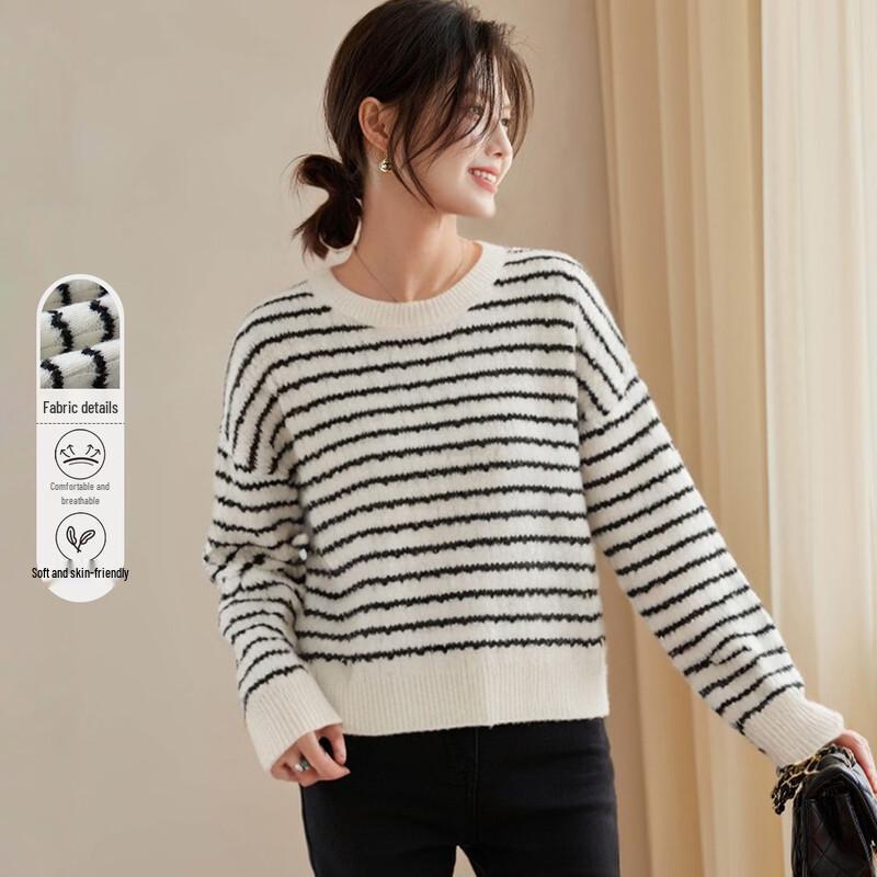 Handu Yishe Women s Wool Blend Round Neck Knitted Sweater One Size