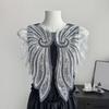 Pearlescent Applique Embroidered Wing Accessory Hand Sewn Sequins And Beads For Wedding Party Attire