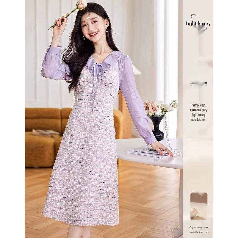 

Women s Simple Elegant Long-Sleeve Midi Dress M
