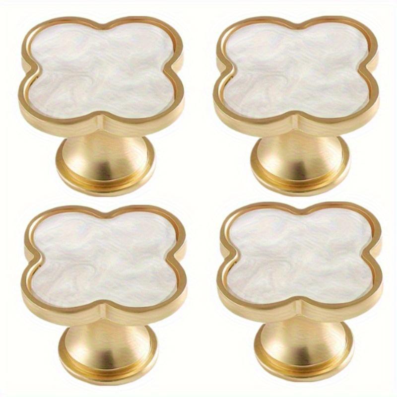 4pcs Elegant Four-Leaf Clover Pull Handles - Polished Zinc Alloy Cabinet and Drawer Pulls with Rust-Free Finish, Ideal for Kitchen, Bathroom