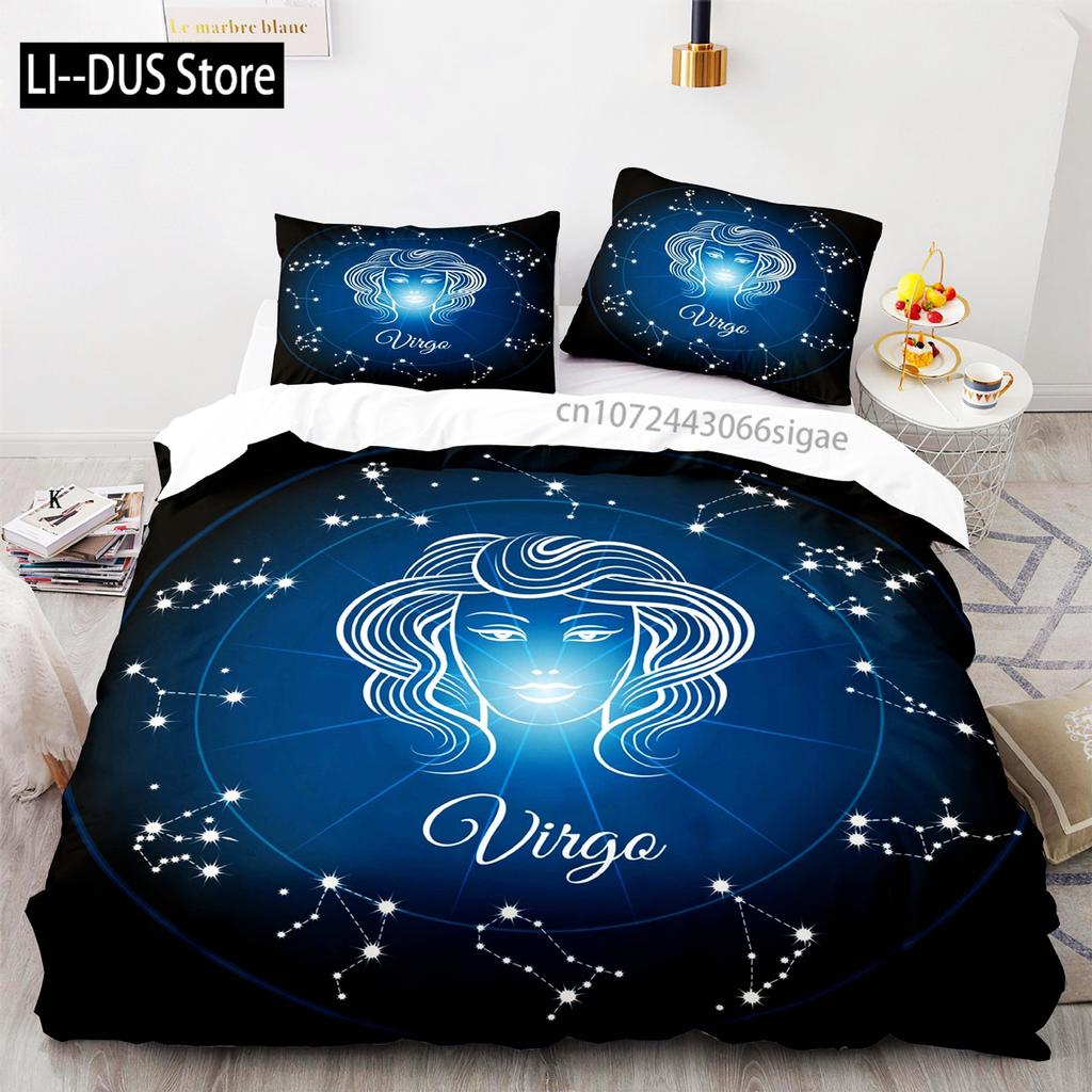 Comforter Constellation Aries Galaxy Theme 2/3Pcs Twin Bedding Set King Size Polyester For Constellation Lover
