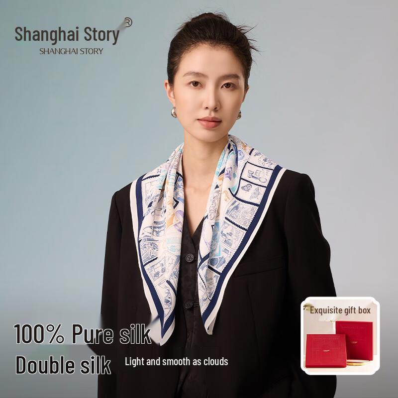Shanghai Story Women's 100% Mulberry Silk Square Scarf