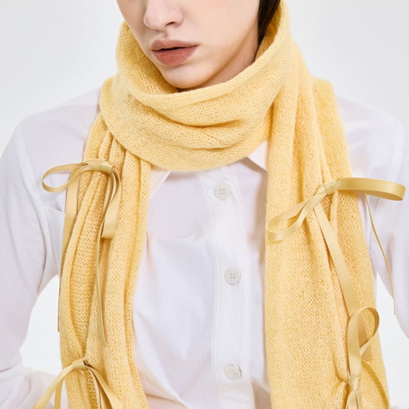 KIMZISU Ribbon Tied Muffler _ YELLOW