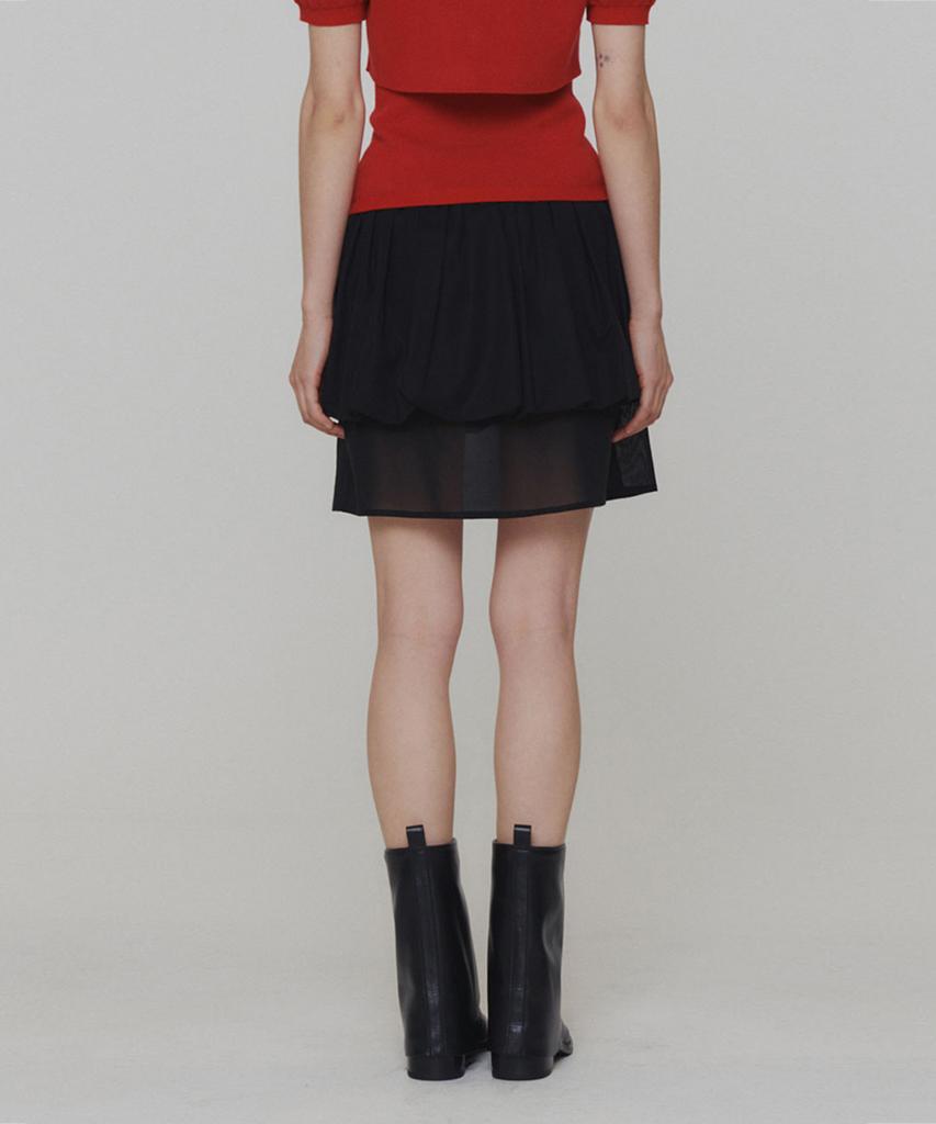 Amomento Sheer Layered Skirt_Black