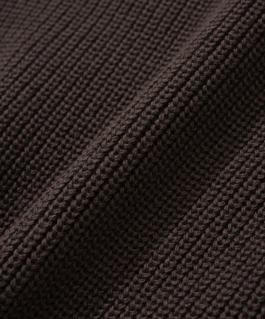 KNITTED Cotton Henley Neck Waffle Knit Brown